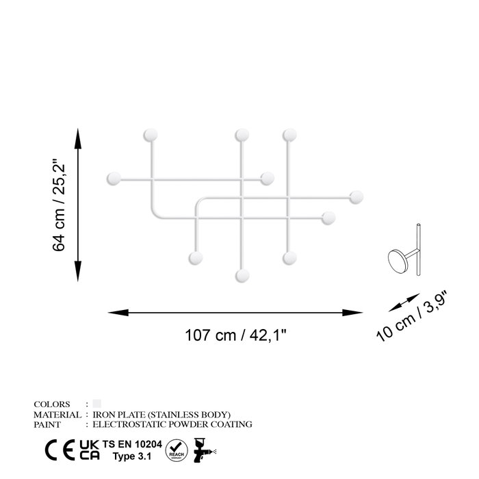 Wallity Samara-B Gancho de pared metálico Blanco